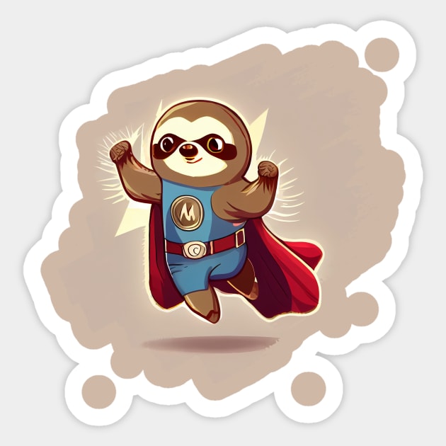 Kawaii Sloth superman Sticker by Pixy Official